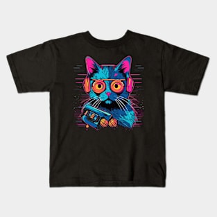 80s Cat Style Kids T-Shirt